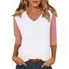 Женский повседневный модный сексуальный удобный топ с V-образным вырезом, цветной вставкой и рукавом три четверти