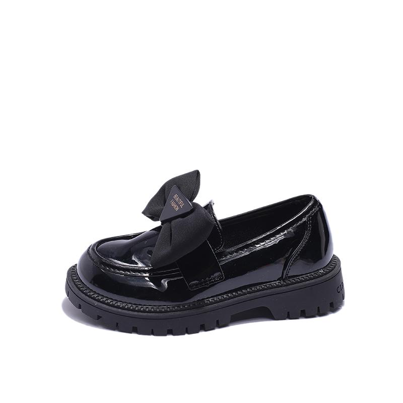 Kids Loafers Black Bow Versatile 2024 Breatheable Slip-on Simple Children Fashion Leather Shoes Cute Sweet Princess Casual Shoes