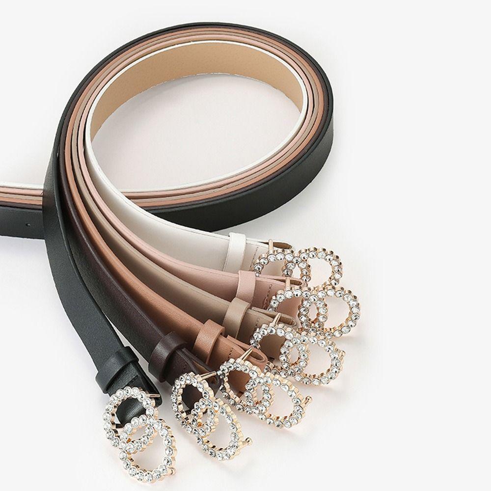 Юбка Брюки Пояса Два Круга Бриллиант Кожаный Ремень Двойная Кольцевая Пряжка Пояс Дамские Платье Ремни