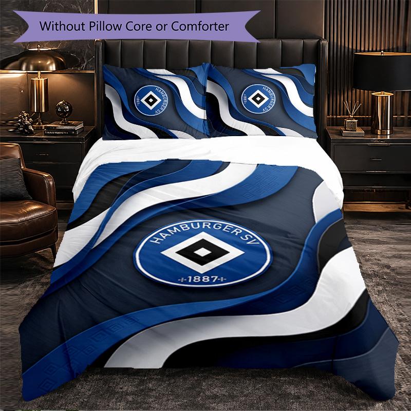 Hamburger SV Football 3 Piece Bedding Set Soft Duvet Cover Set with Pillowcases Printed Bedroom Decor Set for Home