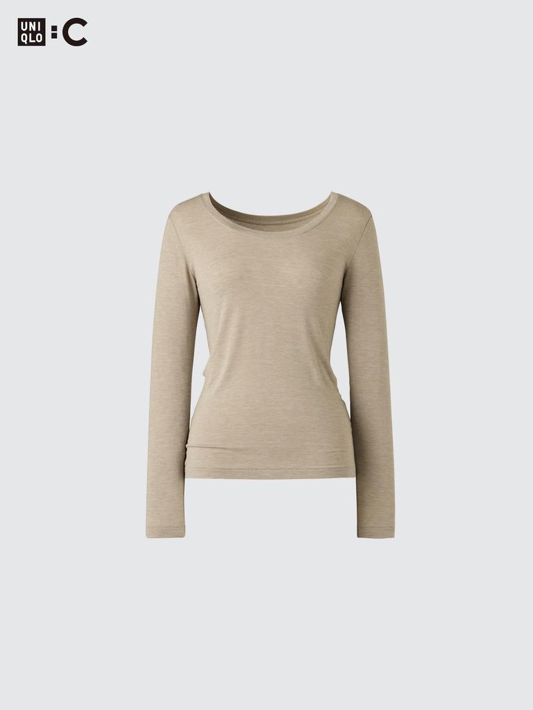 Uniqlo HeaTTech Кашемировая смесь Футболка с круглым вырезом