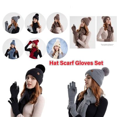 Набор из 3 предметов: длинный шарф, женская шапка, шарф, перчатки, вязаный комплект, зимний вязаный набор перчаток, холодная погода