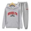 Brooklyn 1898 Printing Women Hoodies+Pants Two Piece Set Hoodies Tracksuits Jogger Pants Thick Warm Clothes