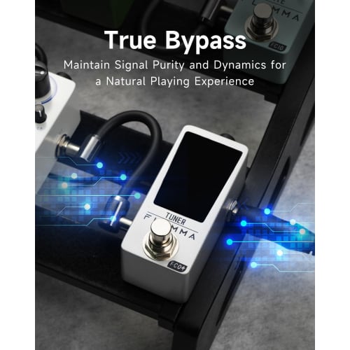 FLAMMA Tuner Pedal FC04 Chromatic Guitar Tuner Pedal, High-Precision 1-Cent Tuning Pedal for Guitar and Bass, with Pitch Indicator and True Bypass