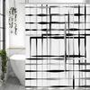Modern Geometric Line Abstract Minimalist Shower Curtain, Bathroom Decorative Shower Curtain, Waterproof Shower Curtain with Hoo