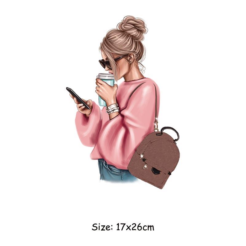 Girl Pattern Patches Fashion Woman Heat Transfer Stickers Jeans Diy Accessory Sticker Heat Press Appliqued Iron On Patch Custom