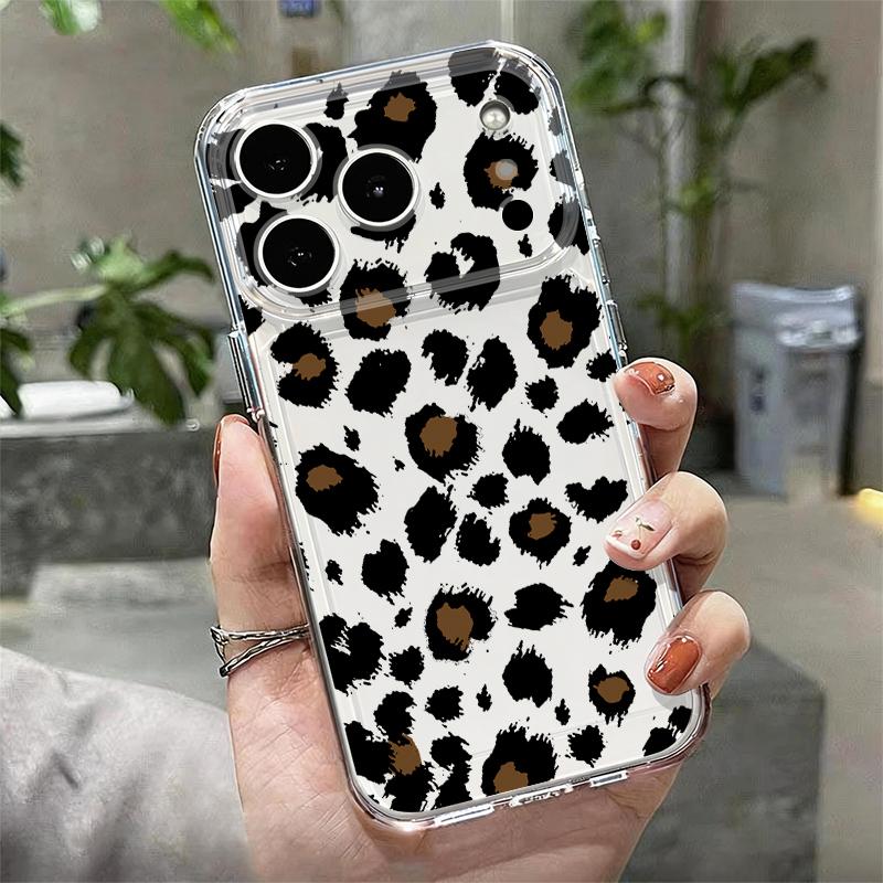 Чехол для телефона с леопардовым принтом для iPhone 17 Pro Max Coque iPhone 16 15 14 13 Pro Max 11 Прозрачный ТПУ Силиконовый Мягкий Чехол