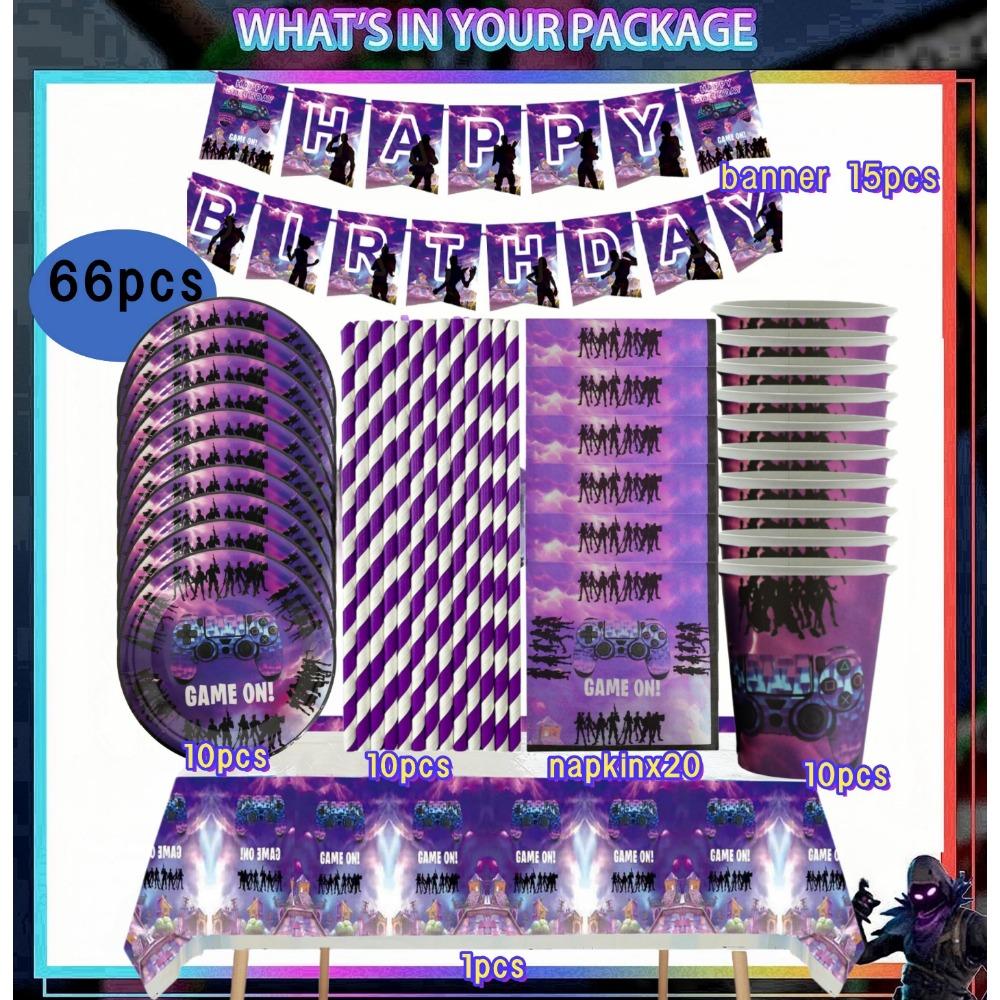 Игровой автомат Fortnition Декорации для дня рождения Набор посуды на 10 человек Задний фон Воздушный шар с альпакой Для детского праздника