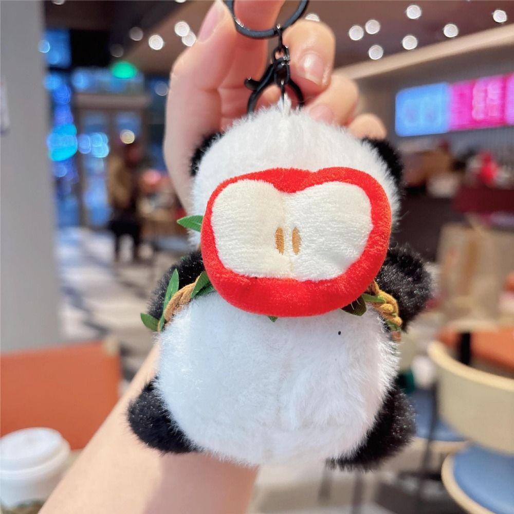 Cute Plush Panda Key Chain Flower Key Ring Ornaments Cartoon Panda Pendant  Daily Decoration