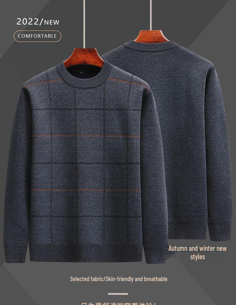 Woodpecker Dad Fleece-Lined Sweater: Warm, Thick Knit for Autumn/Winter – Ideal for Middle-Aged and Elderly, Perfect for Grandpa.