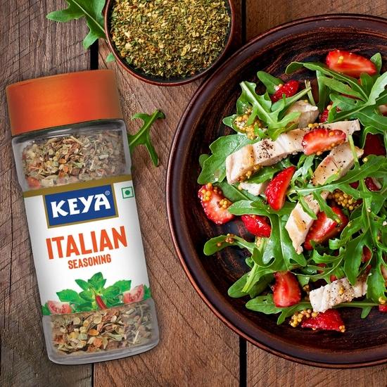 Keya Italian Seasoning, полностью натуральная и полезная итальянская смесь специй для пиццы, пасты | Стеклянная бутылка | Премиальные травы и специи 35 г