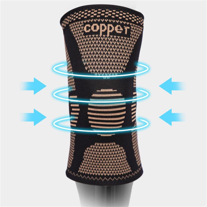 1 Pair Nylon Knee Sleeve Knitted Stretch Copper Knee Pads For Arthritis Pain Relief