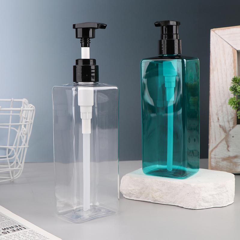 Квадратные пластиковые ПЭТ-бутылки с помпой, 500 мл, многоразовые и прочные – для лосьона для тела, геля для душа, шампуня и жидкого мыла