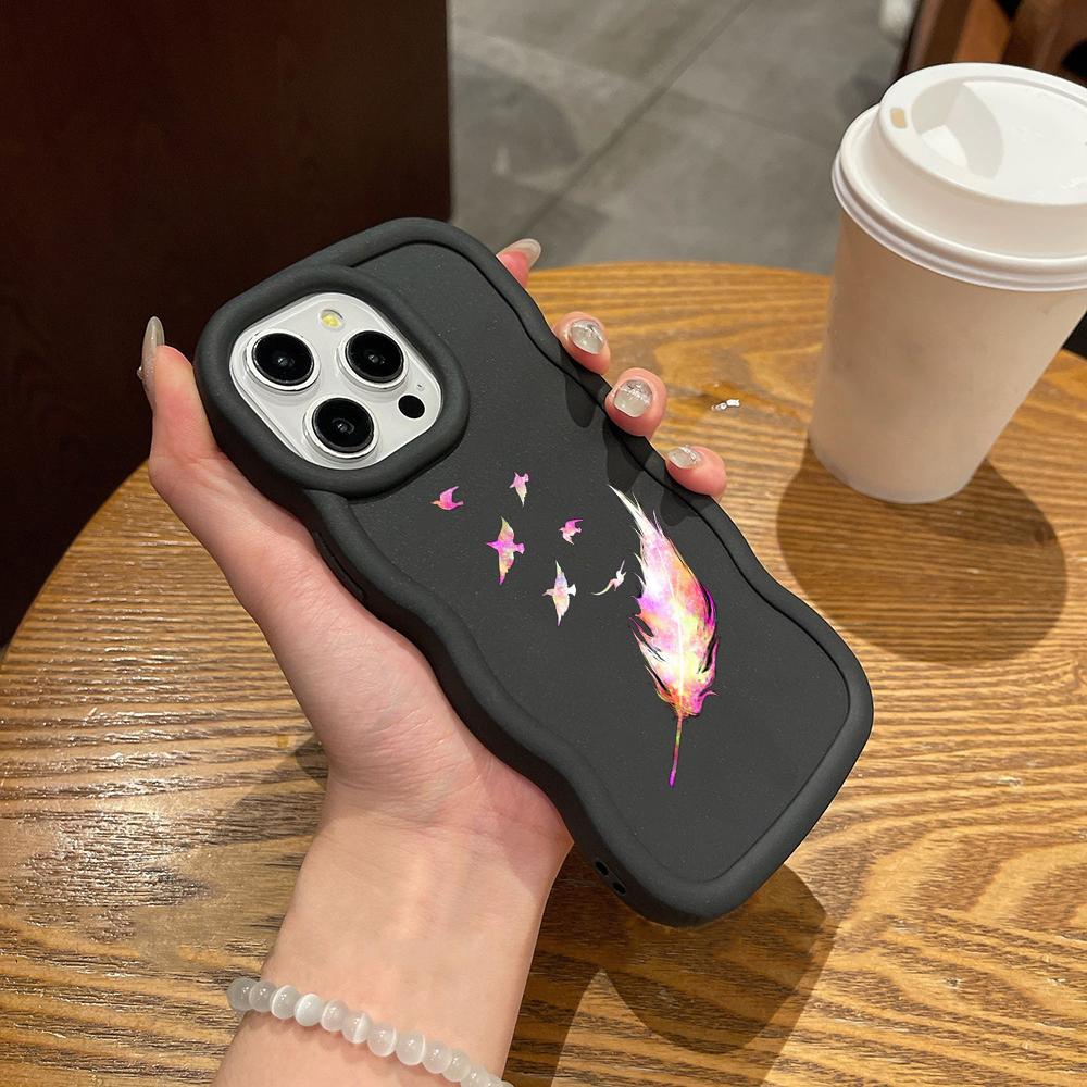 Чехлы для телефонов N76 Butterfly Macaron Wavy Edge для iPhone 16 Pro Max Samsung S24 Plus S23 Ultra A35 A54 A55 Xiaomi Redmi Note 13, противоударный чехол