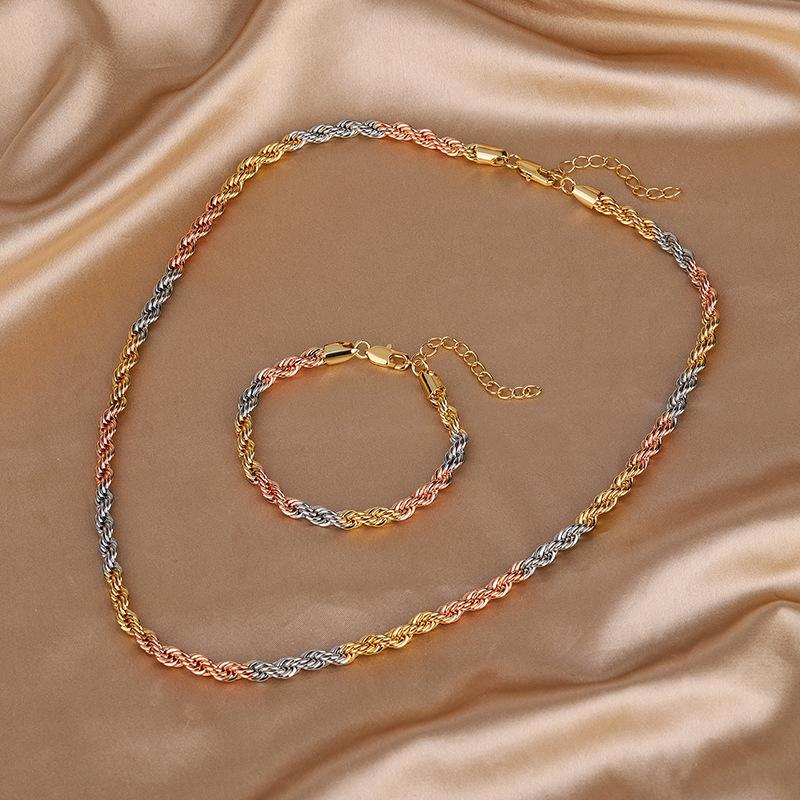 Jewelry Style Design Necklace Women'S Electroplated Color Gold Twist Rope Chain Set