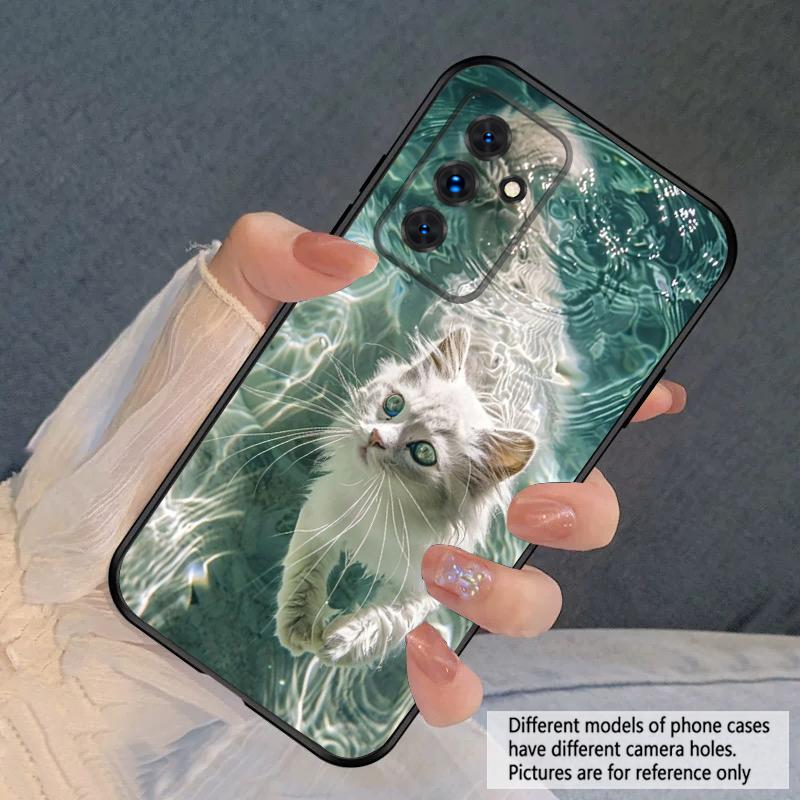 Кот в воде Для Samsung S20FE S 21 22 23 FE 24 Plus 25 Ultra Galaxy M23 32 34 35 52 53 54 55 5G силиконовый мягкий чехол для телефона