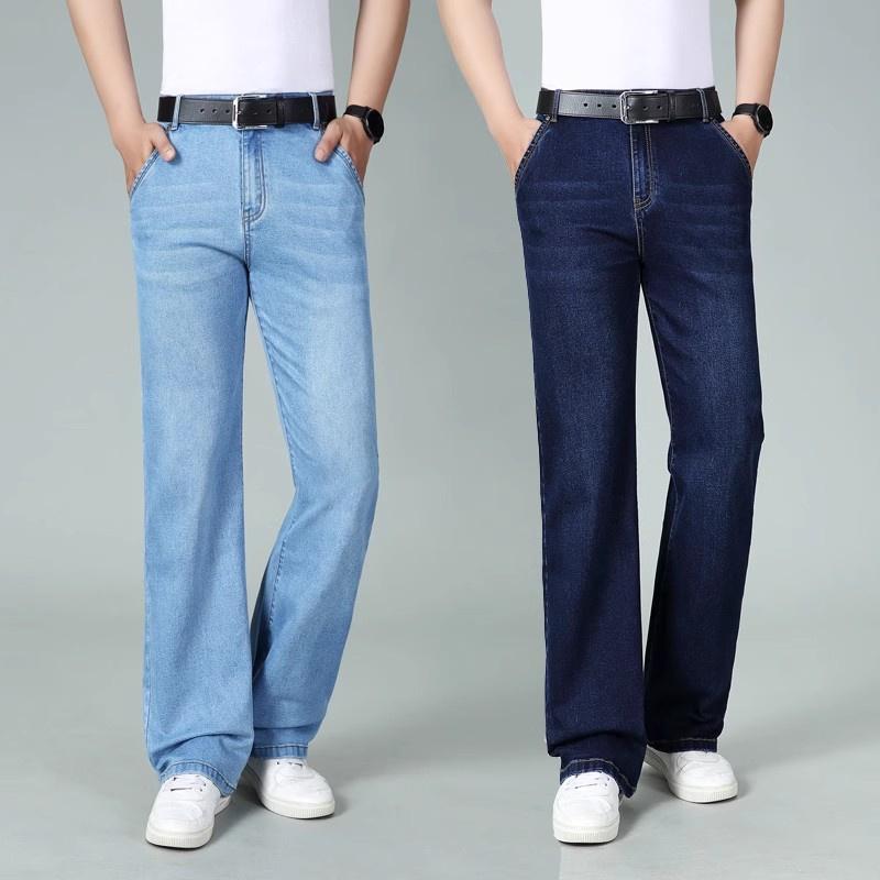 Men's Flared Jeans Boot Cut Leg Flared Male Designer Classic Denim Jeans Men's Mid Rise Stretch Loose Jeans