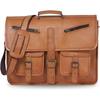 Leather Messenger Bag for Men and Women 18 Inch | Best Laptop Briefcase Satchel Computer Bag with Adjustable Strap