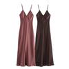 2025 Spring Women's V-Neck Strapless Satin Slip Dress