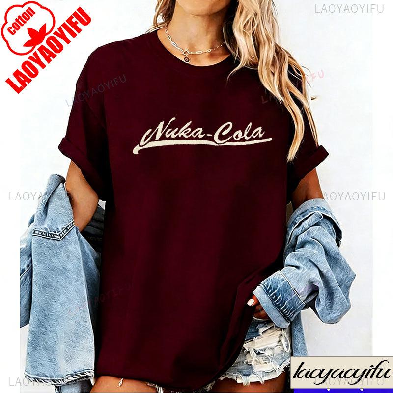 NukaCola TShirt Funny Drinks Graphic T Shirts Television Fan Tee Tops Cotton Shirts Vintage Red T Shirt 2044 Fan Gift 2026