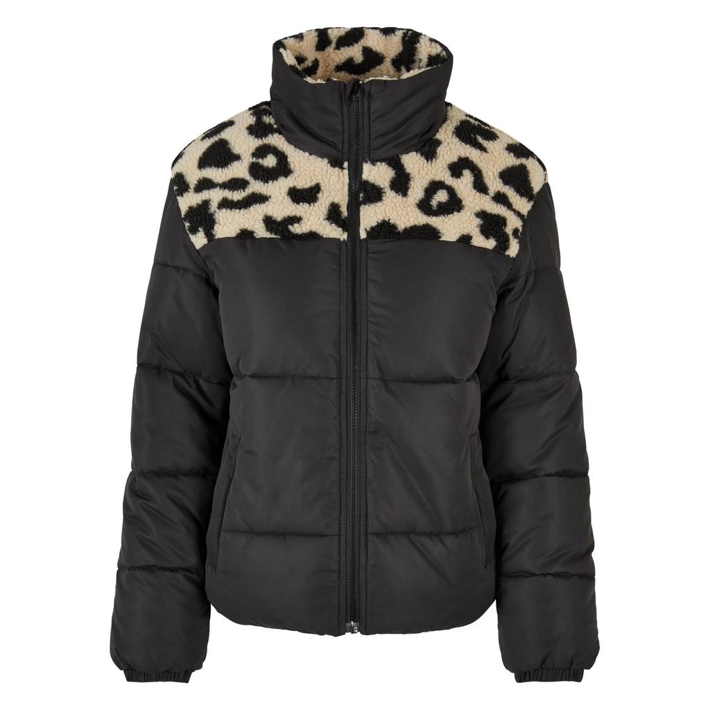 Urban Classics Womens/Ladies Leopard Print Sherpa Puffer Jacket