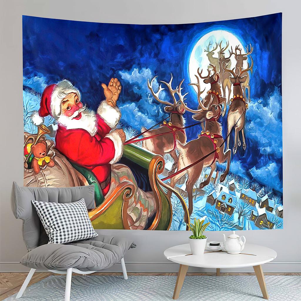С Рождеством Санта-Клаус печатный узор гобелен для дома, гостиной, спальни, настенное украшение, настенный гобелен