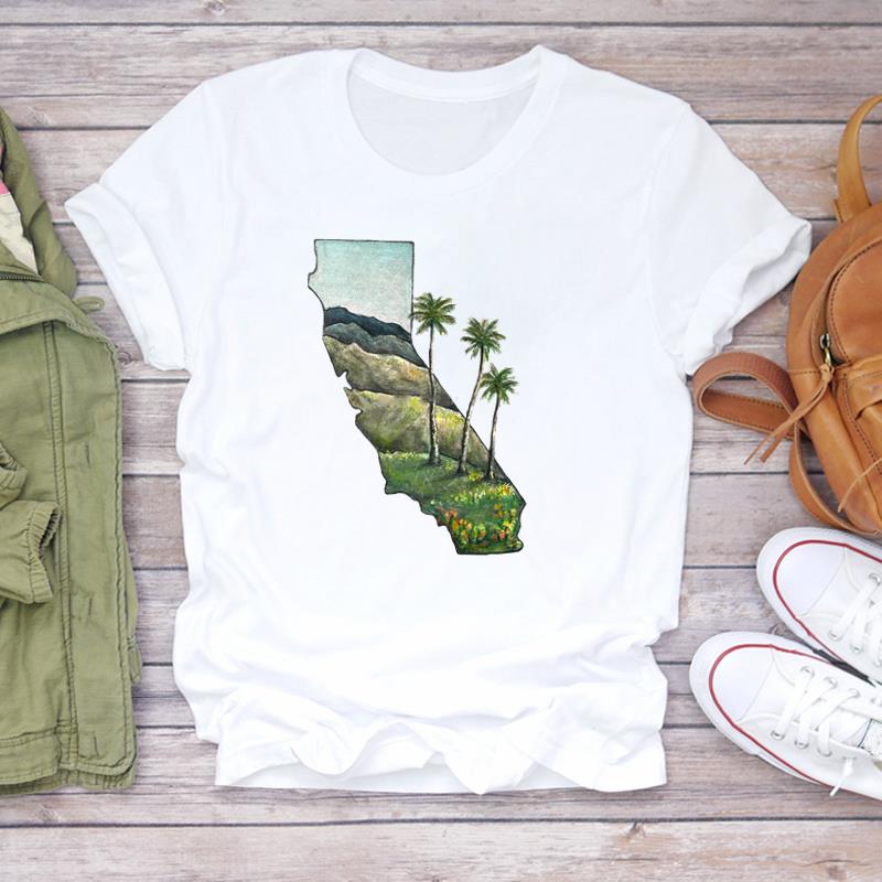 (Азиатский размер) Футболка, верхняя одежда, милый цветочный тренд, милая женская футболка с коротким рукавом и принтом, женская модная футболка, повседневная футболка с рисунком