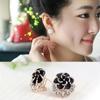 Peony Camellia Rhinestone Earrings Fashion Women Earring Square Earrings Ear Studs Best Portal