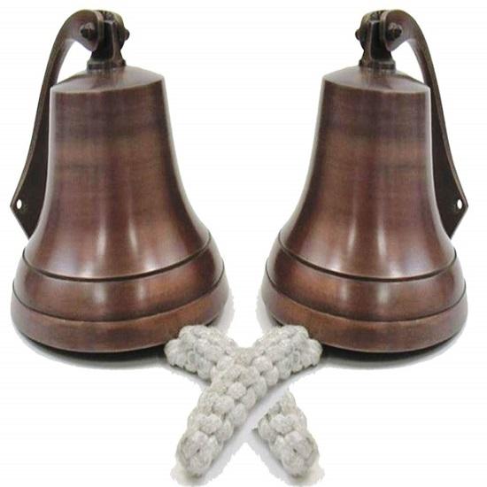 Wall Hanging Dark Copper  Ship Bell with Rope Nautical Decoration Rustic  Home Decor Gifts
