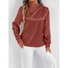 Light Transparent Solid Color Long Sleeved Top Satin Women’s Blouses & Shirts