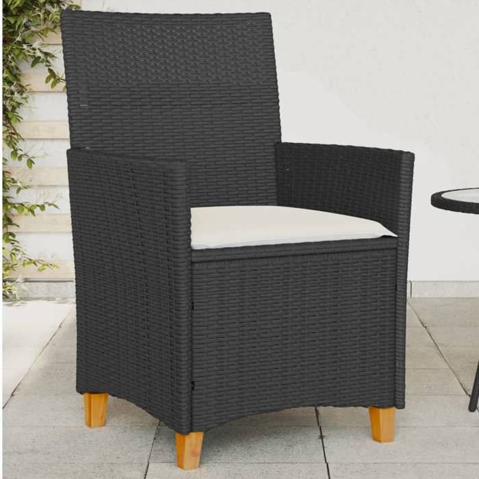 VidaXL Set of 2 Garden Chairs with Cushions, Seats with Armrests, Patio Terrace Armchairs, Modern, Black Resin 368717