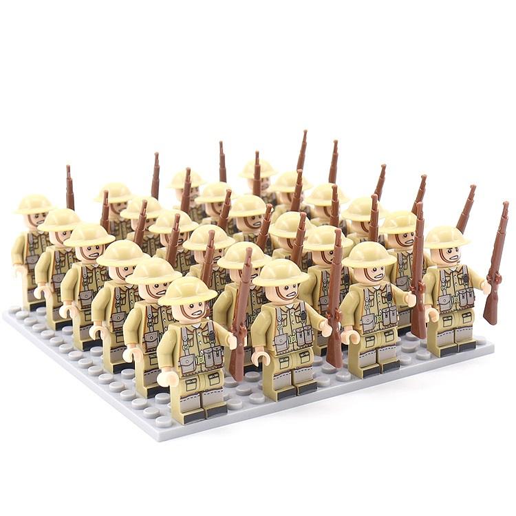 24PCS/SET World War II Military Soldiers Rifle Weapons Gun Figures Parts Blocks Assembly DIY Model Building Kits Toys
