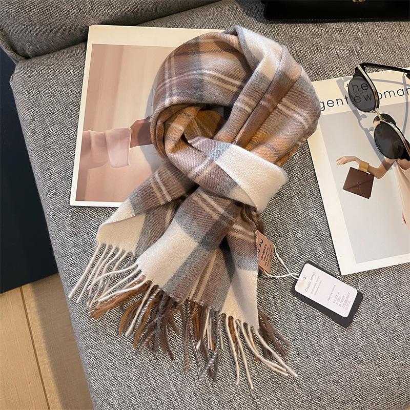 100% Wool Australian Pure Wool Plaid Scarf Winter Versatile Warm Couple Scarf