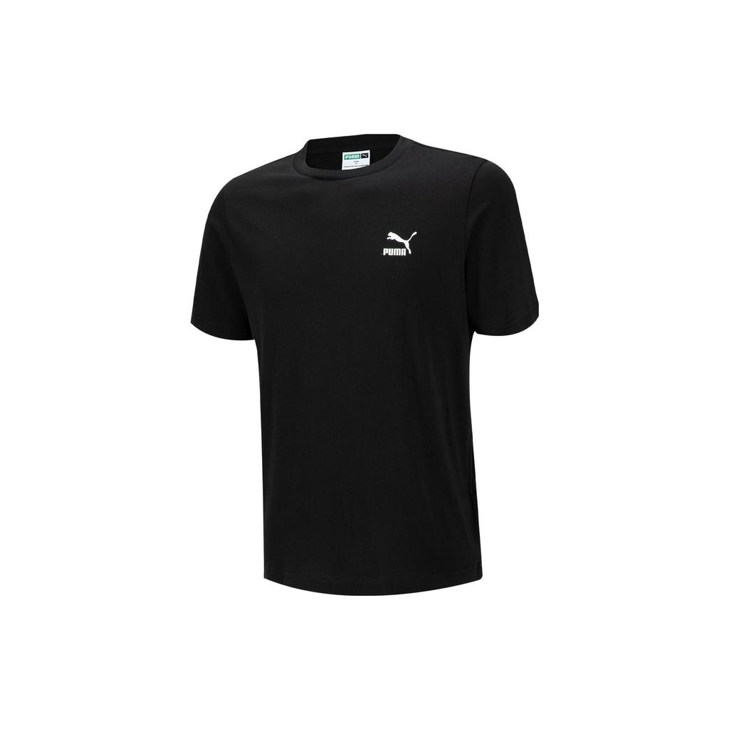 Puma Classics Small Logo Tee Solid Color Crew Neck Sports Short Sleeve T-Shirt Men Tops Black 621944-01