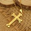 Double Ring Shape Men Necklace Gold Cross Cross Pendant Korean Fashion Clavicle Chains  Men Boys
