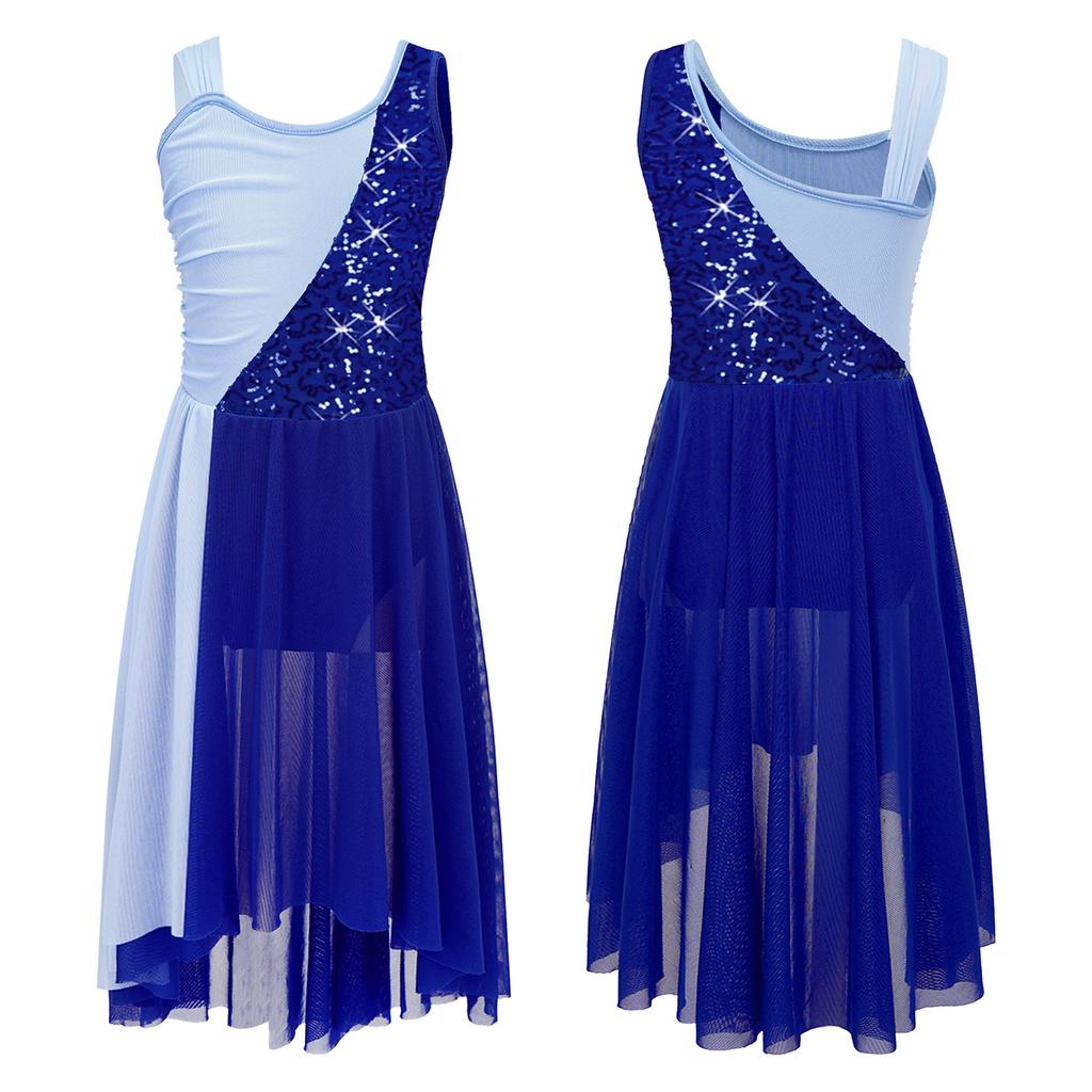 Детское платье без рукавов с нерегулярным подолом для девочек, современное лирическое танцевальное платье