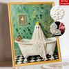 Элегантный набор для творчества «Жемчужная картина в рамке» с уточкой-призраком, 5D-картина на холсте со сверкающими бусинами, готовая к размещению, Романтический домашний декор, Подарок