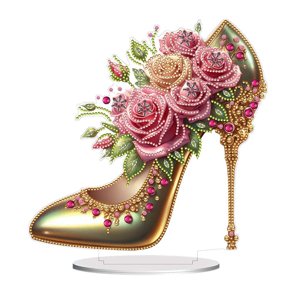 2D Flat High Heels DIY 5D DIY Diamond Art Tabletop Decorations Diamond Painting Desktop Decorations Bedroom Table Decoration