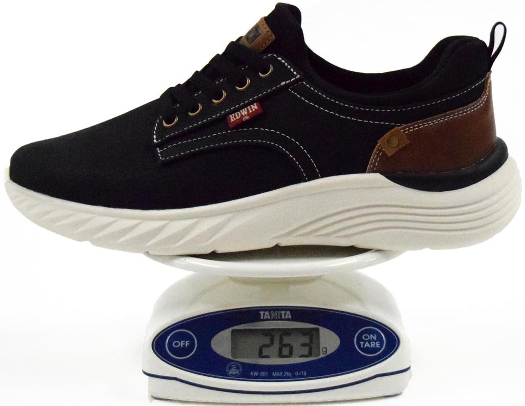 Широкие пушистые см 3E [Edwin] Кроссовки, Стильные, Простые, Повседневные, Легкие, 3, Амортизирующие, Эластичные, Мужские, Черные, 25.0