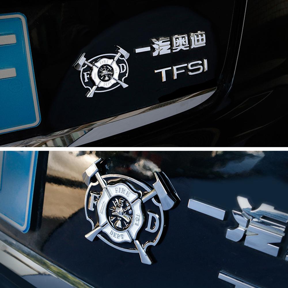 1Pcs FIRE DEPT Fire Department Decals Firefighter's Honor Courage Rescue Sticker Fireman Zinc Alloy for Car Truck Cooler