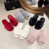 Women House Autumn Winter Furry Slippers Non-Slip Casual Indoor Flats Solid Colors Floor Shoes Ladies Flip Flops Warm Shoes