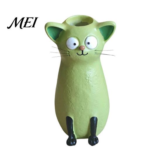 Quirky Cat Vase for Flowers, Flower Desk Decoration and Bookshelf Display, 3D Decorative Small Vases Home Office Styling Gift Giving, Resin