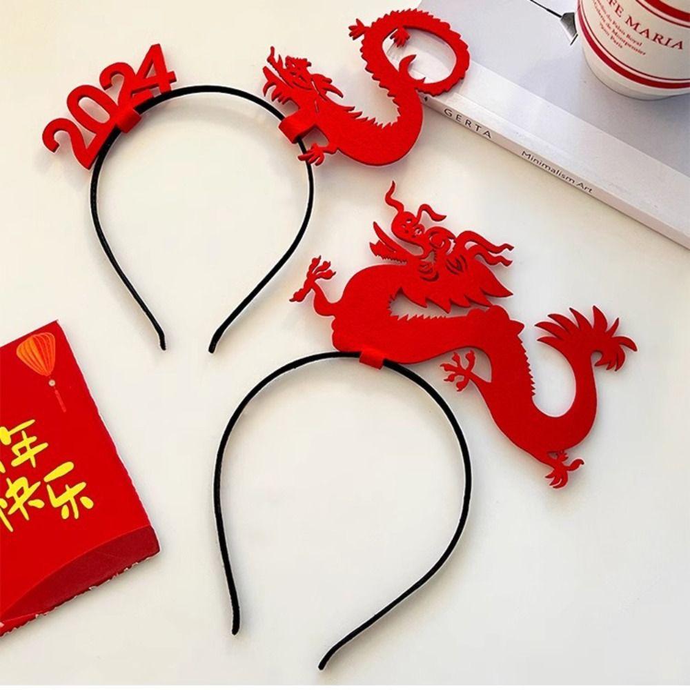 Mascot Dragon 2024 Happy New Year Headband Cartoon New Year Hairband Lovely Dragon Headband Girl
