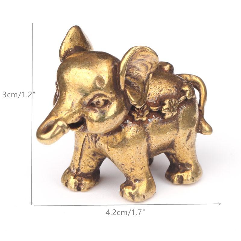 Antique Bronze Minature Elephant Figurines Tea Pet Table Ornament Decorations Solid Copper Animal Crafts Home Decor Living Room