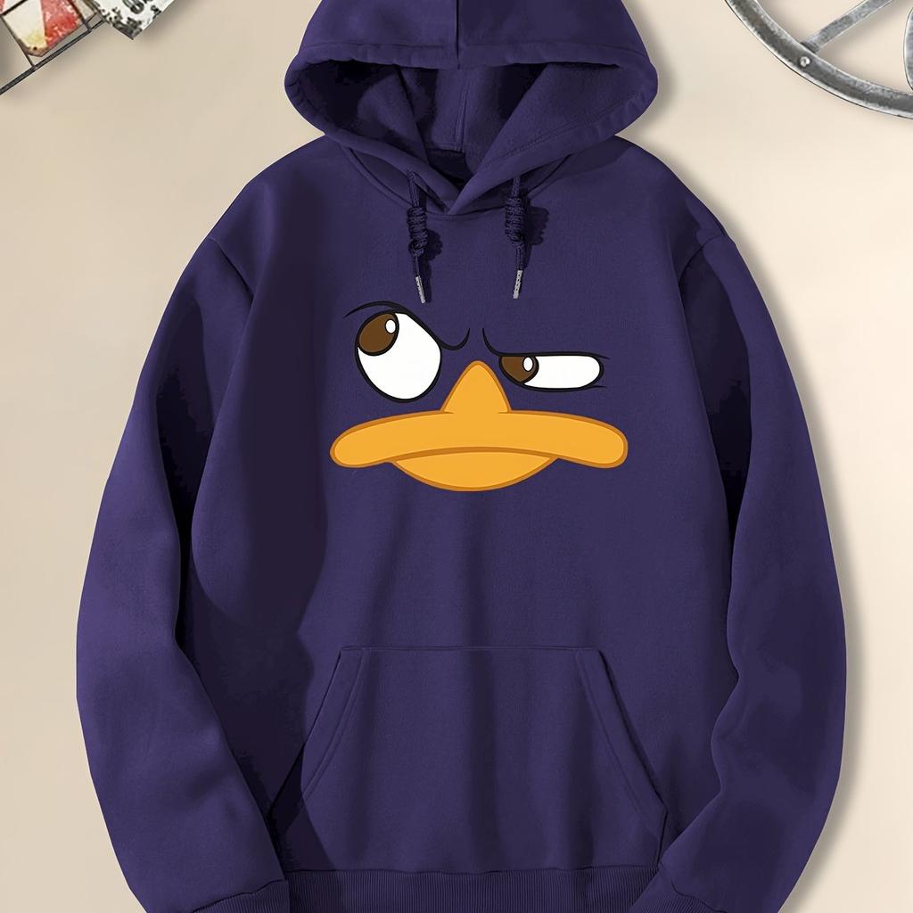 2025 Men's and Women's Fall/Winter Hooded Sweatshirt with Printed Cartoon Duck Pattern Design for Fitness and Leisure