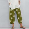 Women's Wide Leg Trousers Retro Graffiti Print Cropped Pants with Pockets