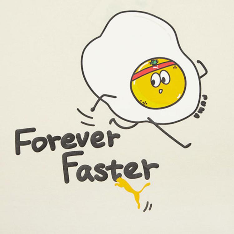 Puma Логотип с рисунком из мультфильма с круглым вырезом и повседневным дышащим коротким рукавом платье для женщин платья цвета слоновой кости 533105-73