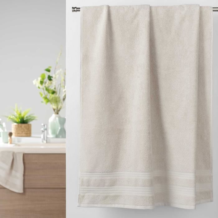 Drap de bain - DOUCEUR D'INTERIEUR - 90 x 150 cm - 600 gr/m² - Éponge - Couleur Lin
