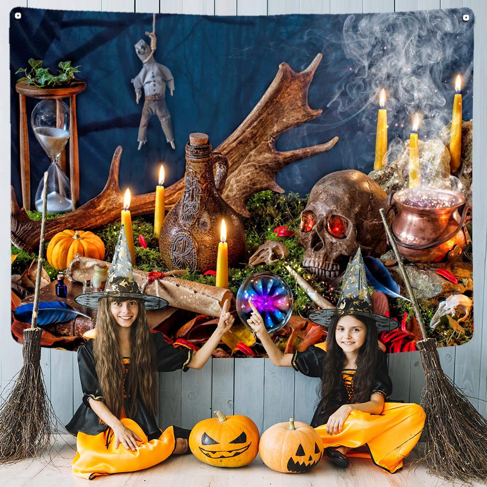Bedroom Living Room Decor Mystic Pumpkin Haunted House Witch Aesthetics Wall Hanging Wall Decor Home Decor Halloween Tapestry