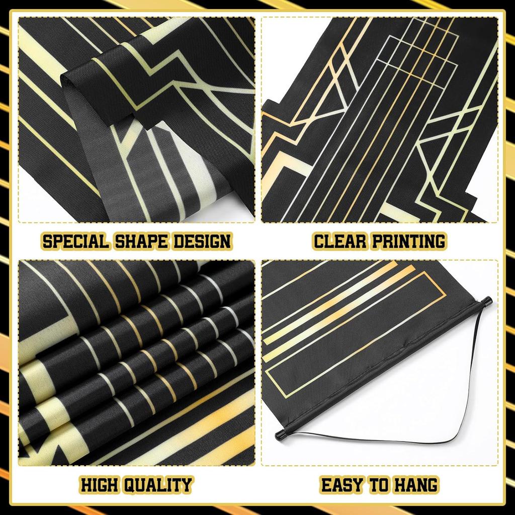 4 шт. Декорации для вечеринки «Ревущие 20-е» Черно-золотая колонна Баннер на дверь и крыльцо Подвесной баннер 1920-х годов Спикизи Награды Свадебные украшения Принадлежности